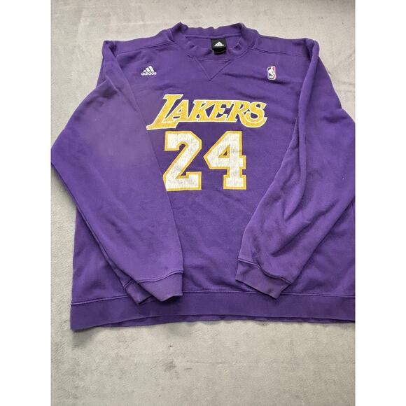 Los Angeles Lakers Sweatshirt Mens Large NBA Basketball Kobe Bryant 24 Adidas - Picture 1 of 10